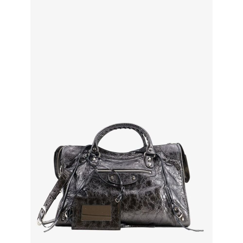 Balenciaga Women Le City Medium Metallic Leather Handbag